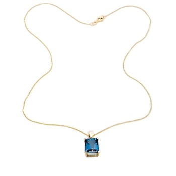 9ct Gold London Blue Topaz Pendant with Chain
